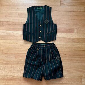 New Toddler Boys Ivy House Preppy Royal Green Vest Shorts Wool Formal Wear